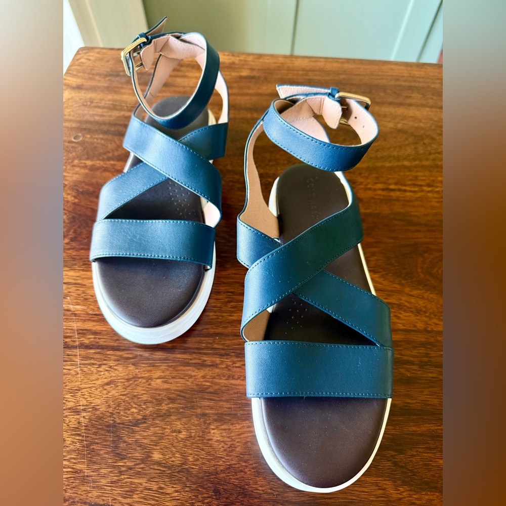 Cole Haan GrandPro Rally Castine Platform Sandal US 6.5 Blue